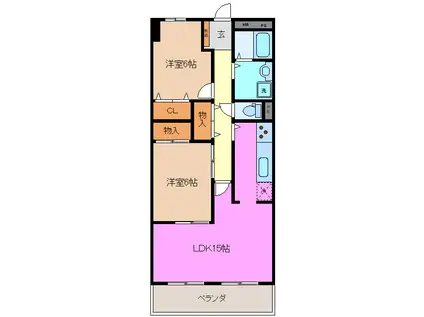 ガーデンプラザファミール富田(2LDK/7階)の間取り写真