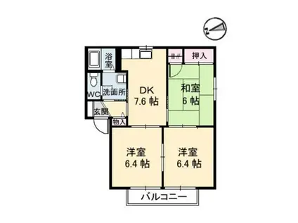 フォーレス東昭和B棟(3DK/2階)の間取り写真