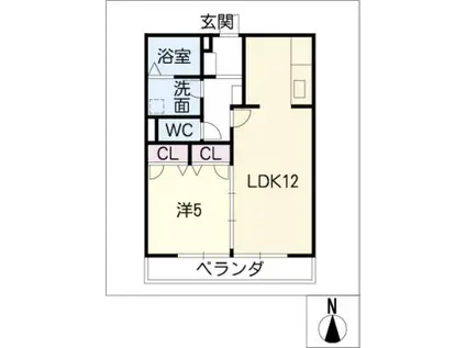 CASABIANCA KS(1LDK/1階)の間取り写真