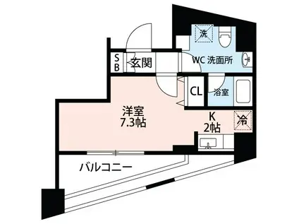 メインステージ中目黒(ワンルーム/10階)の間取り写真