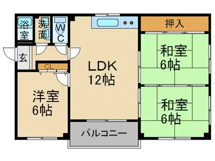 かわはらビル(3LDK/2階)の間取り写真