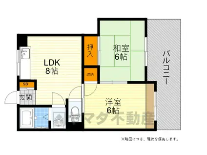 智関第1マンション(2LDK/3階)の間取り写真