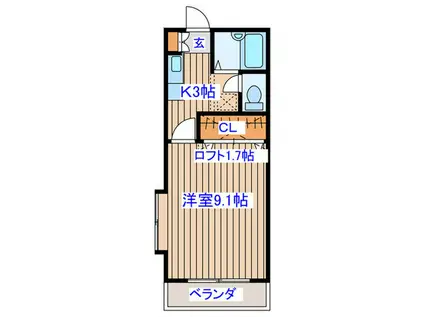 G・Sハイツ山の手(1K/1階)の間取り写真
