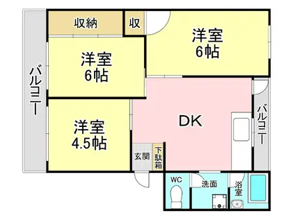 福丸団地2棟(3DK/5階)の間取り写真