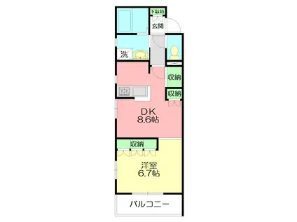 ローズマリナス由比ヶ浜(1DK/3階)の間取り写真