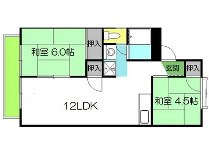 ボーヴィラージュ和田II B棟(2LDK/1階)の間取り写真