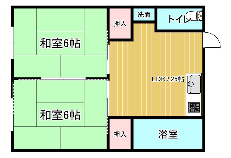 竹の内アパート(2DK/2階)の間取り写真