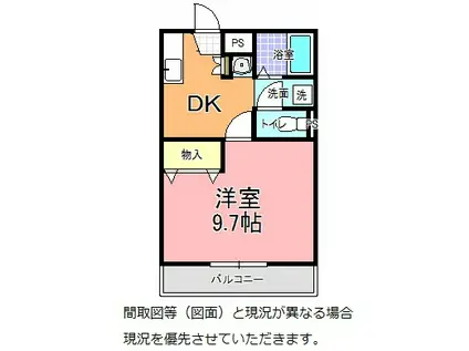 YNコート袴塚(1DK/3階)の間取り写真