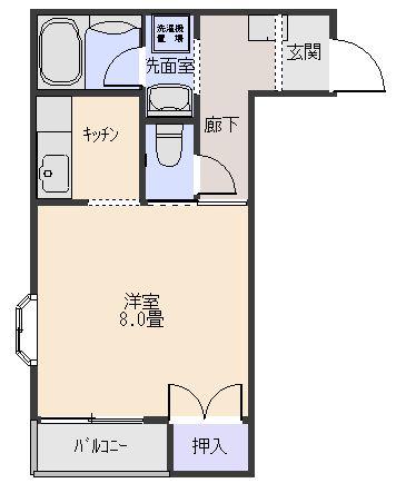 第一ビル(1K/2階)の間取り写真