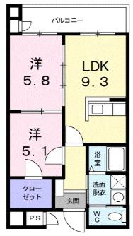 パールヒルズ入江町(2LDK/6階)の間取り写真