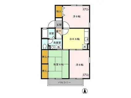 スクウェアガーデンIV(3DK/2階)の間取り写真