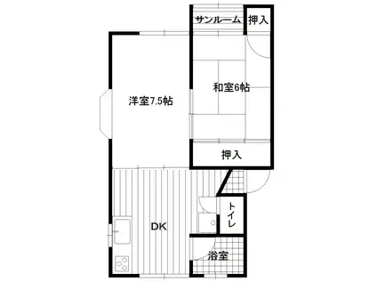 コーポ竹田(2DK/2階)の間取り写真