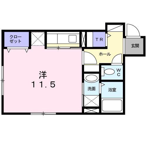 プレリュード(ワンルーム/1階)の間取り写真