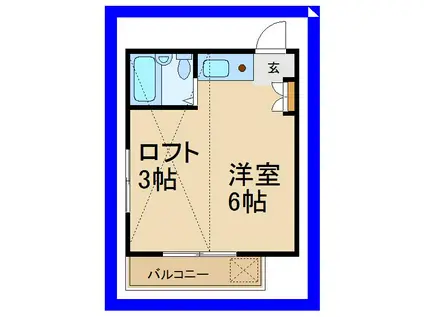 フタバハイツ(ワンルーム/2階)の間取り写真