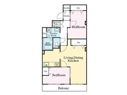 成田中央公園スカイハイツC棟(2LDK/6階)の間取り写真