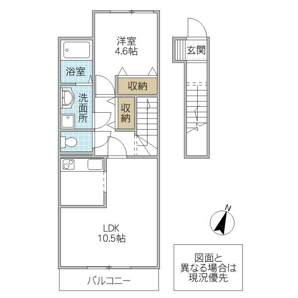 ガーデンシティB(1LDK/2階)の間取り写真