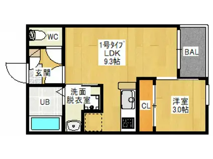 REGALEST HEARTS(1LDK/3階)の間取り写真
