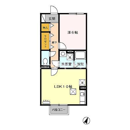 リヴィエール(1LDK/1階)の間取り写真