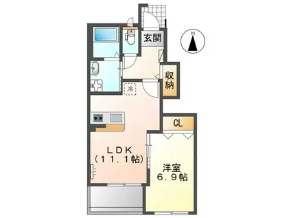 ソレイユ元山町II(1LDK/1階)の間取り写真