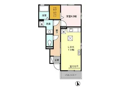 ソレアードV(1LDK/1階)の間取り写真