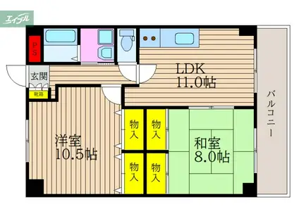 プレジデント高柳(2LDK/6階)の間取り写真