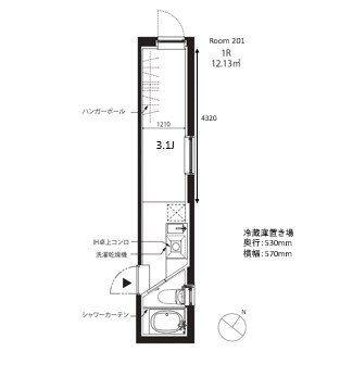 CK126(ワンルーム/2階)の間取り写真