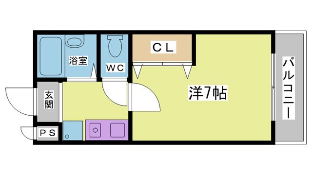 スクエアメゾン鈴蘭台(1K/1階)の間取り写真