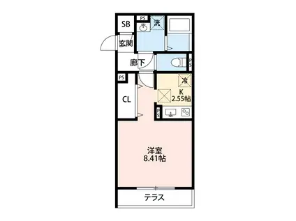 エルミタージュ羽根(1K/1階)の間取り写真