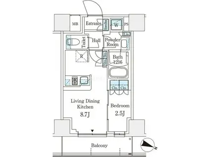 パークアクシス横浜阪東橋(1LDK/4階)の間取り写真