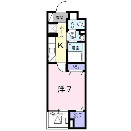 ゴールデン ソレイル(1K/1階)の間取り写真