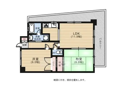 シェルクレールマンション(2LDK/2階)の間取り写真