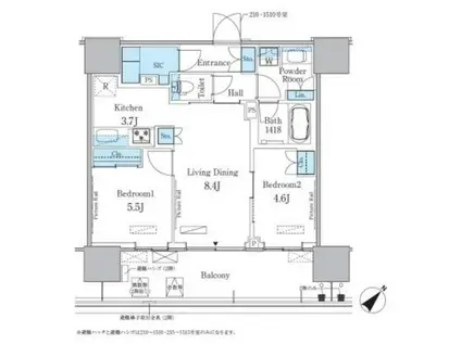 HARUMI FLAG PORT VILLAGE B棟(2LDK/12階)の間取り写真