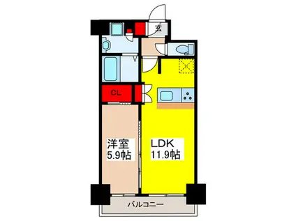 プレサンスブルーム浅草(1LDK/5階)の間取り写真