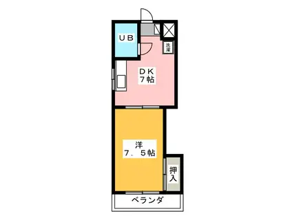 メゾン富士(1DK/3階)の間取り写真