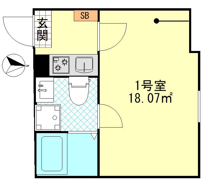 パーチェ堀切(1K/1階)の間取り写真