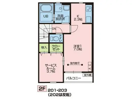 TIERRAB(1SK/2階)の間取り写真