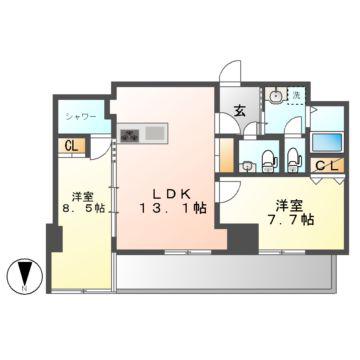 さくらHILLS NISHIKI PLATINUM RESIDENCE(2LDK/14階)の間取り写真