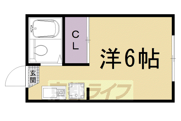 阪急京都線 西京極駅 徒歩14分 2階建 築33年(1K/2階)の間取り写真
