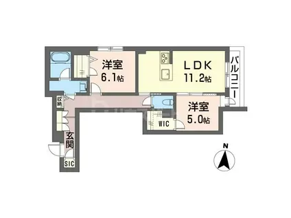 THE SENSE(2LDK/3階)の間取り写真