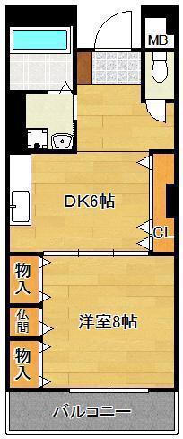 KTOビル(1DK/7階)の間取り写真