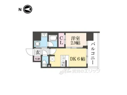 ゼフィランサス西大路(1DK/5階)の間取り写真