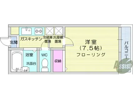 マリーンレイク(1K/2階)の間取り写真