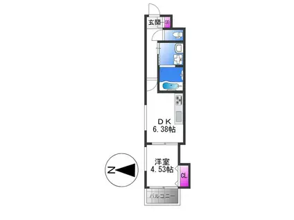 レクエルド柏田本町(1DK/2階)の間取り写真