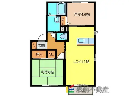 メゾン・ド・クローバーC棟(2LDK/1階)の間取り写真