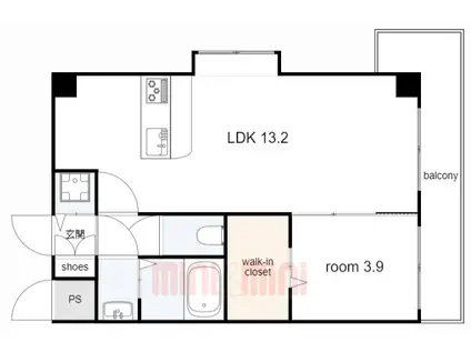 スプランディッド甲子園(1LDK/3階)の間取り写真