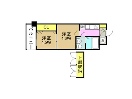 NO46 Vプロジェクト2100天神(2K/3階)の間取り写真