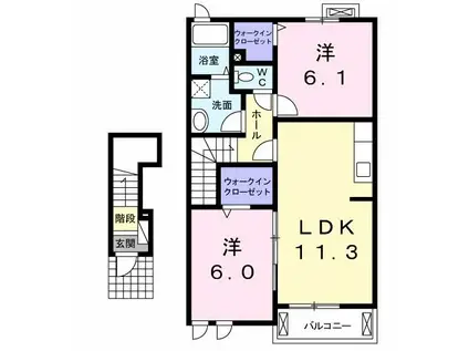 エデンI(2LDK/2階)の間取り写真