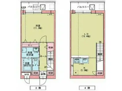 ドゥナーレ名駅西(1LDK/3階)の間取り写真