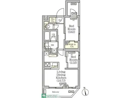 ARKMARK南品川(2LDK/2階)の間取り写真