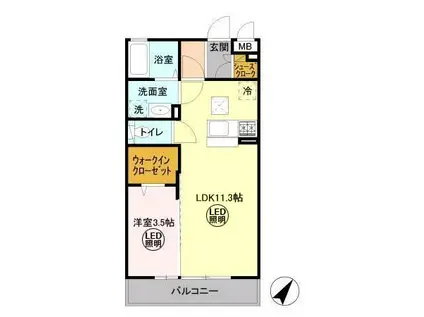 パークドプランタンB(1LDK/1階)の間取り写真